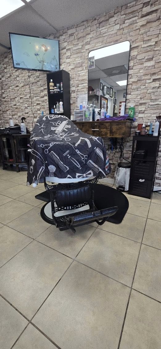 A barber station and tools at the shop